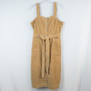 Levi's Calla Button Front Jumper Midi Dress Womens Medium Corduroy Camel Belted